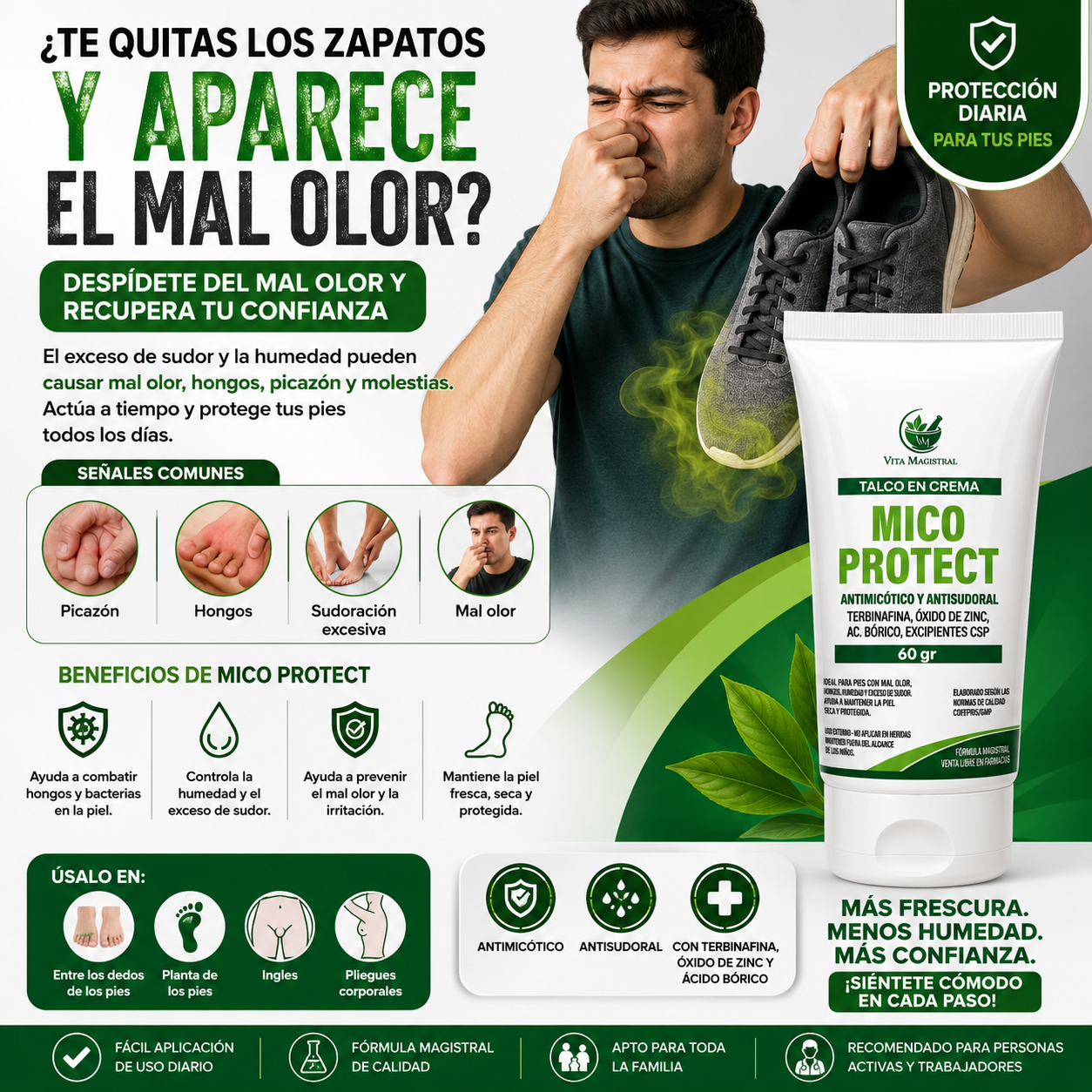 MICO PROTECT - Talco Antimicótico y Antisudoral