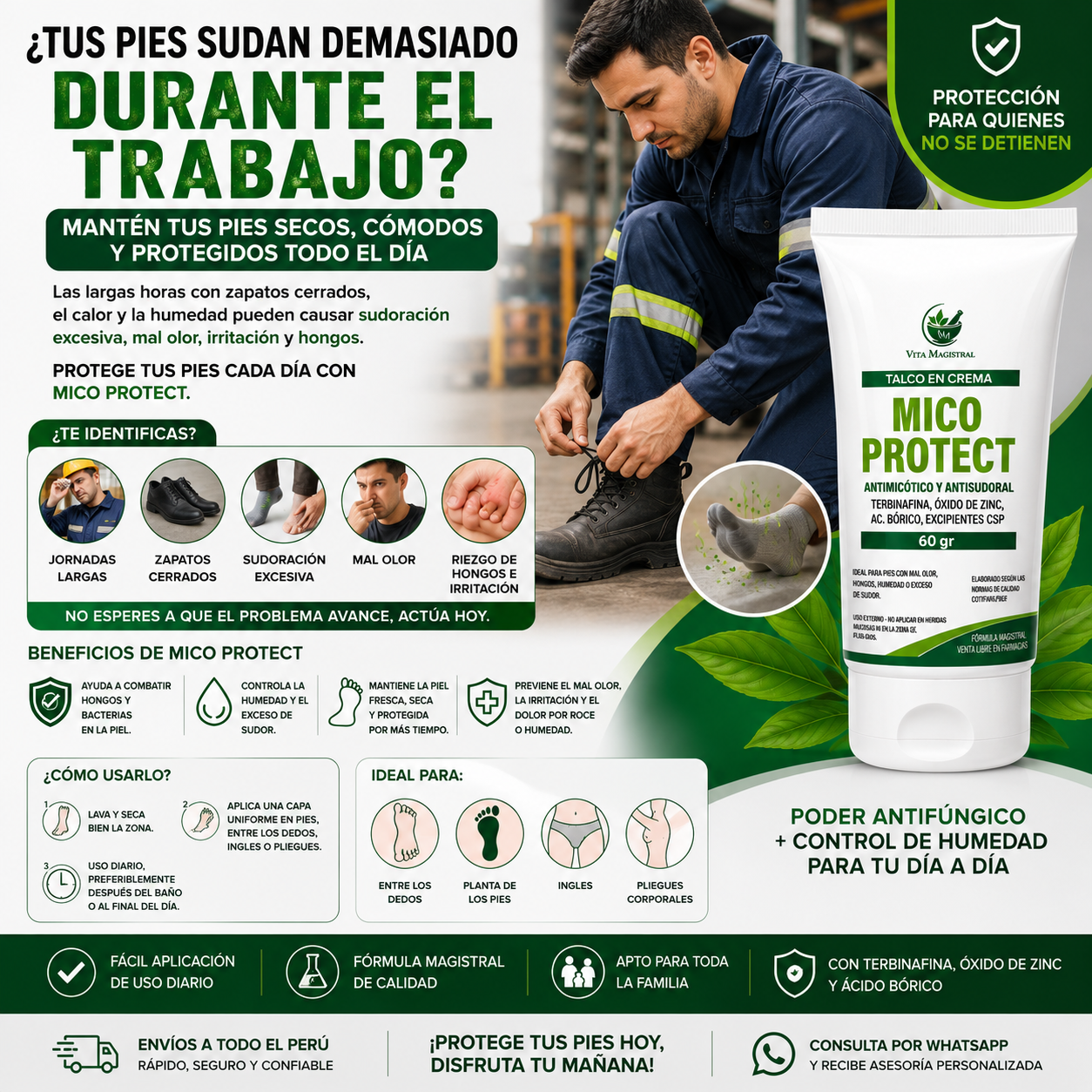 MICO PROTECT - Talco Antimicótico y Antisudoral