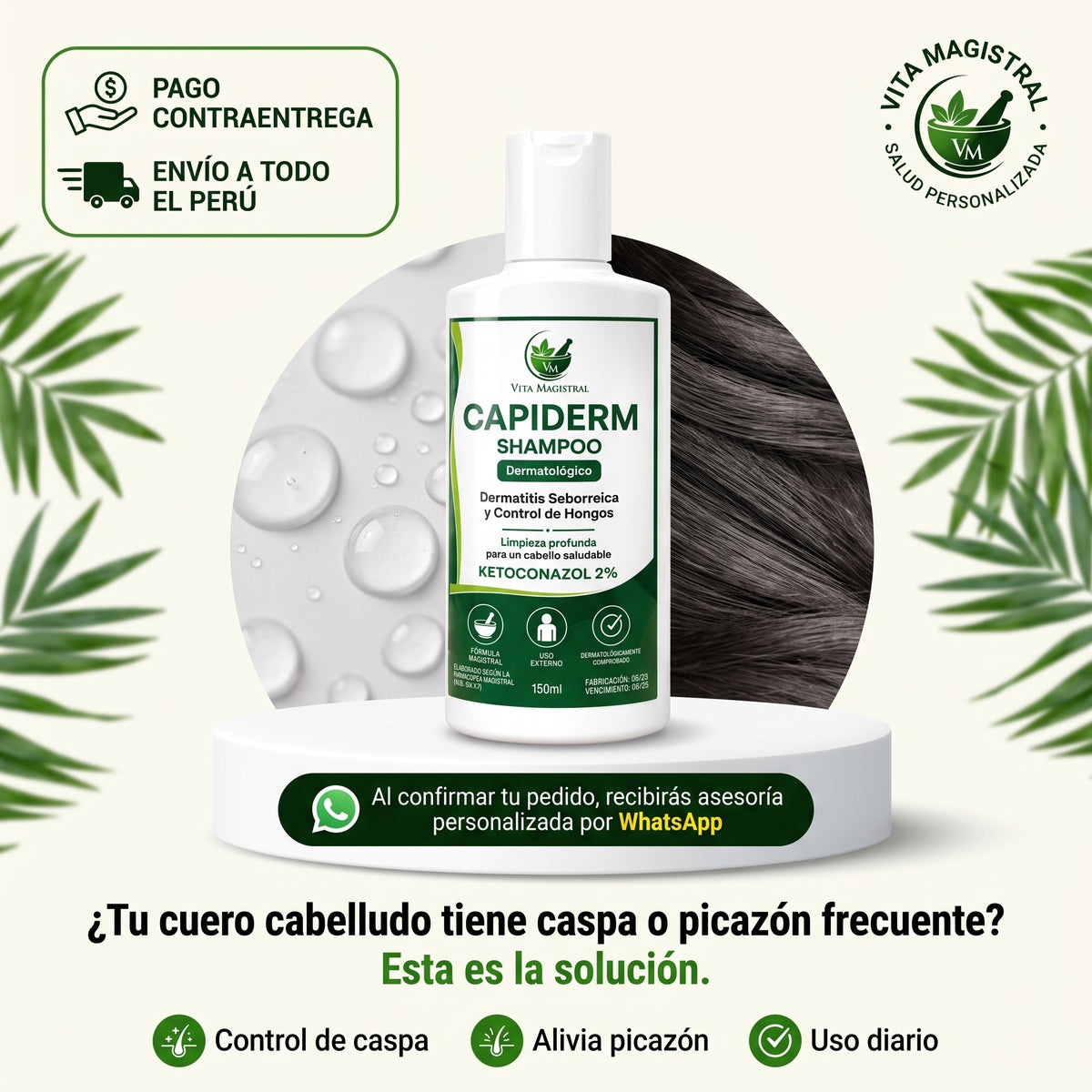 Capiderm — Shampoo dermatológico para caspa y cuero cabelludo sensible