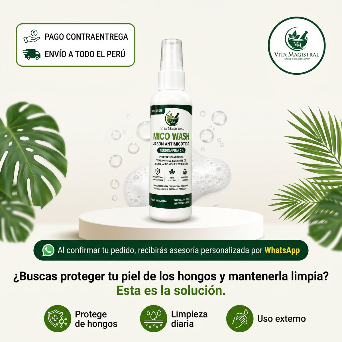 Mico Wash — Jabón antimicótico en spray para uso diario
